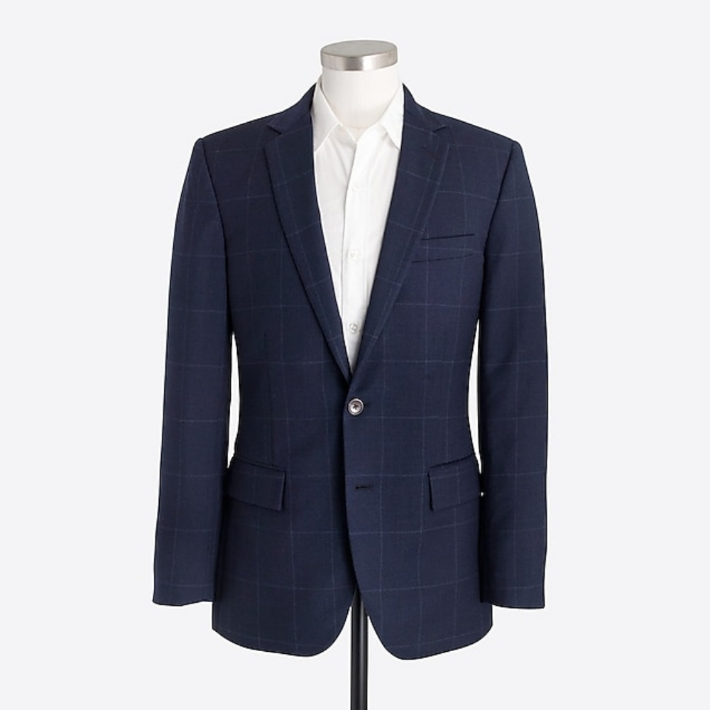 J Crew Suit - Navy Windowpane Wool (New With Tags)